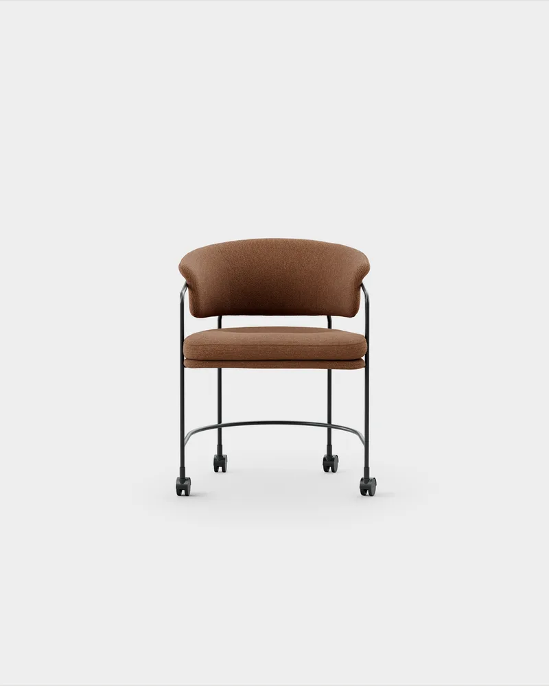 Astro Armchair w Castors by Massproductions in Sahco – Nalia – 380, Black – product photo