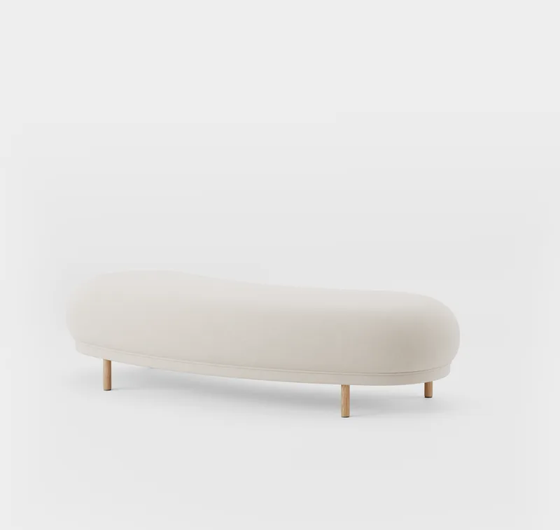 Dandy Ottoman von Massproductions in Natural Oak/Romo – Linara 05 Porridge – Produktfoto