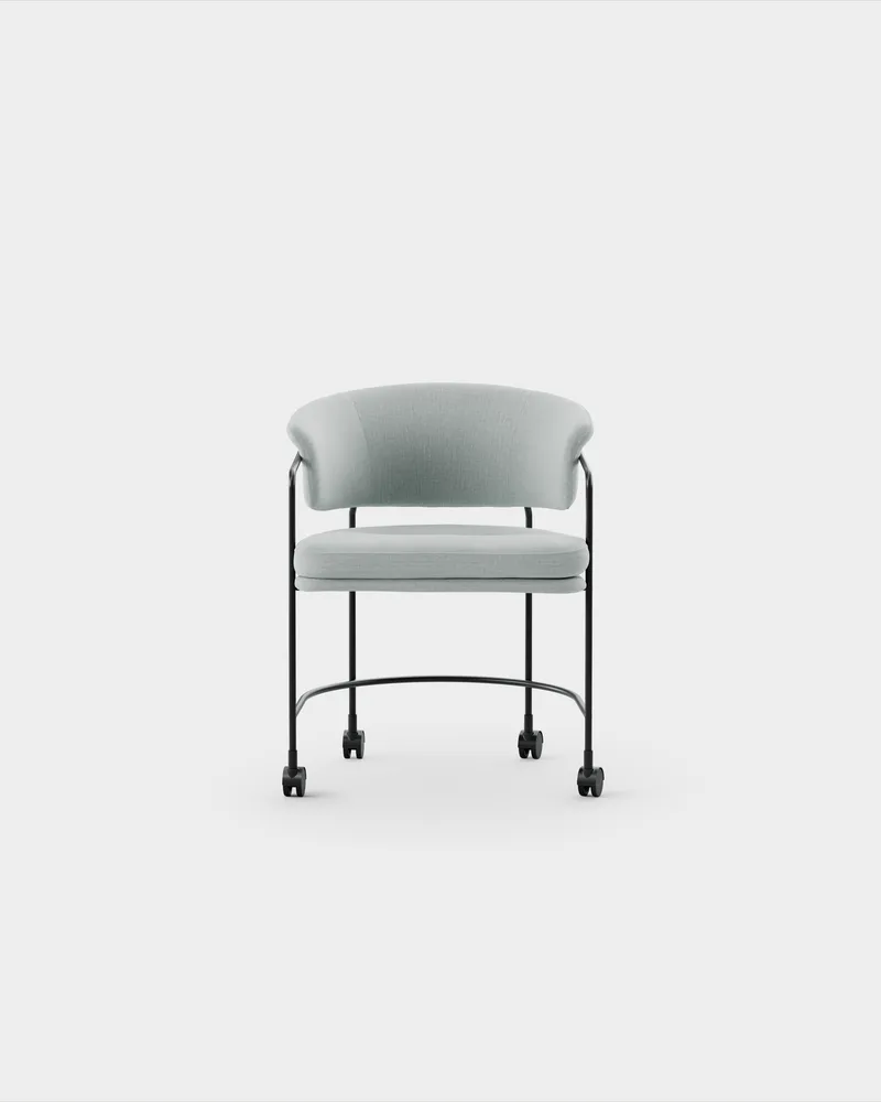 Astro Armchair w Castors von Massproductions in Romo – Linara 253 Swedish Grey, Black – Produktfoto