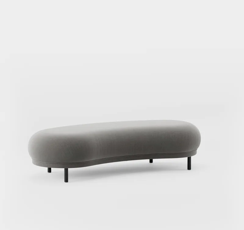Dandy Ottoman von Massproductions in Black Stained Oak/Villa Nova – Atlantis 18 Mole – Produktfoto