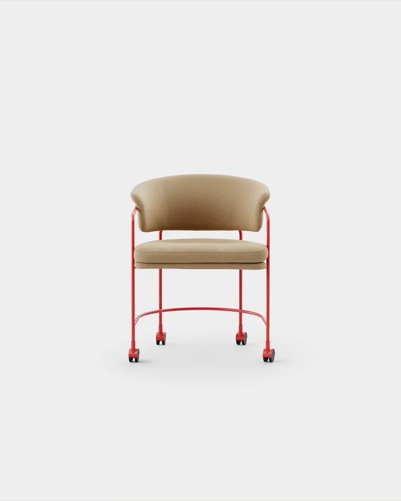 Astro Armchair w Castors by Massproductions in Kvadrat – Vidar 4 0333, Pure Red – product photo