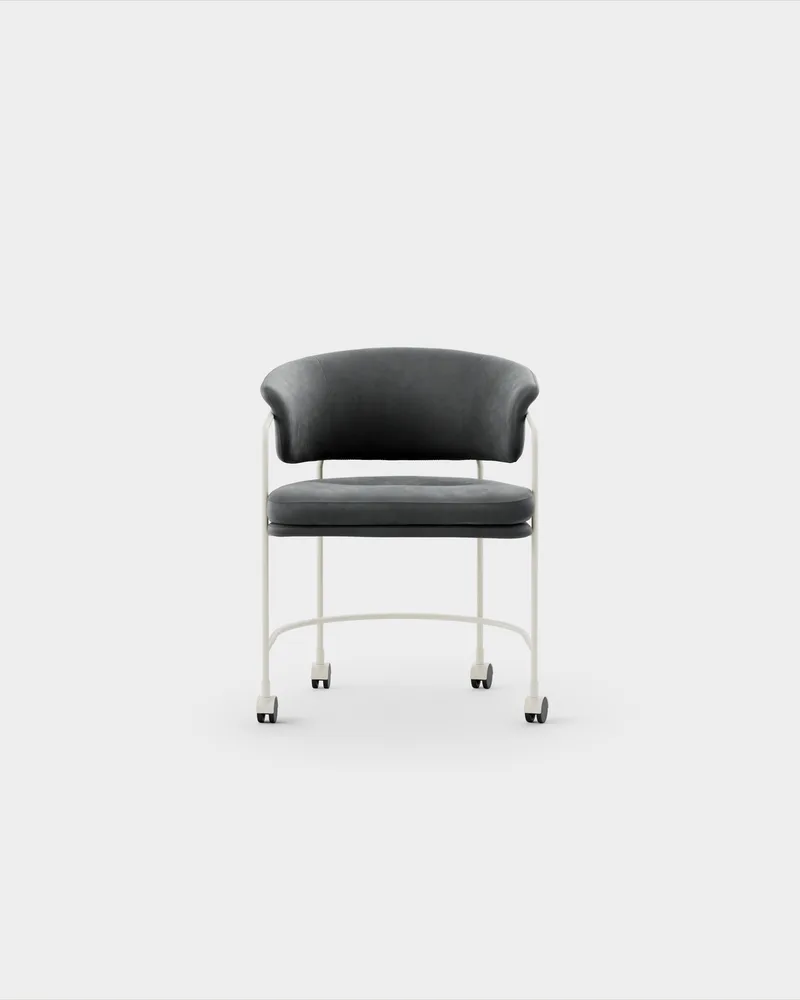Astro Armchair w Castors von Massproductions in Sorensen – Dunes – Anthrazite 21003, Ivory – Produktfoto