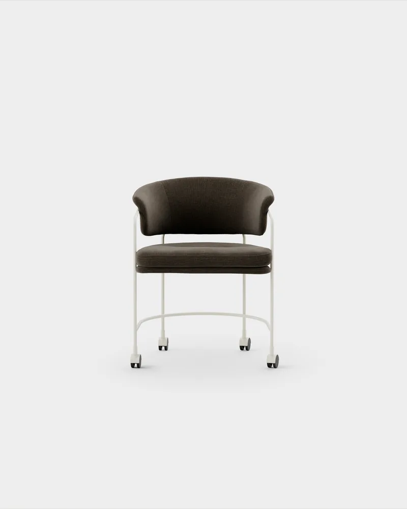 Astro Armchair w Castors van Massproductions in Romo – Linara 90 Espresso, Ivory – productfoto