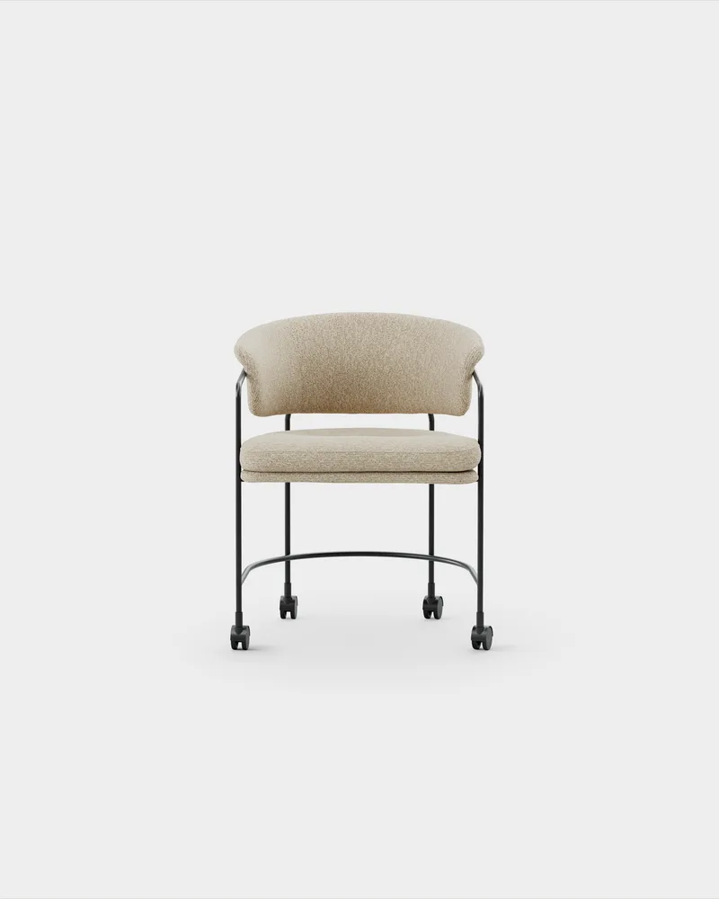 Astro Armchair w Castors by Massproductions in Sahco – Nalia – 220, Black – product photo