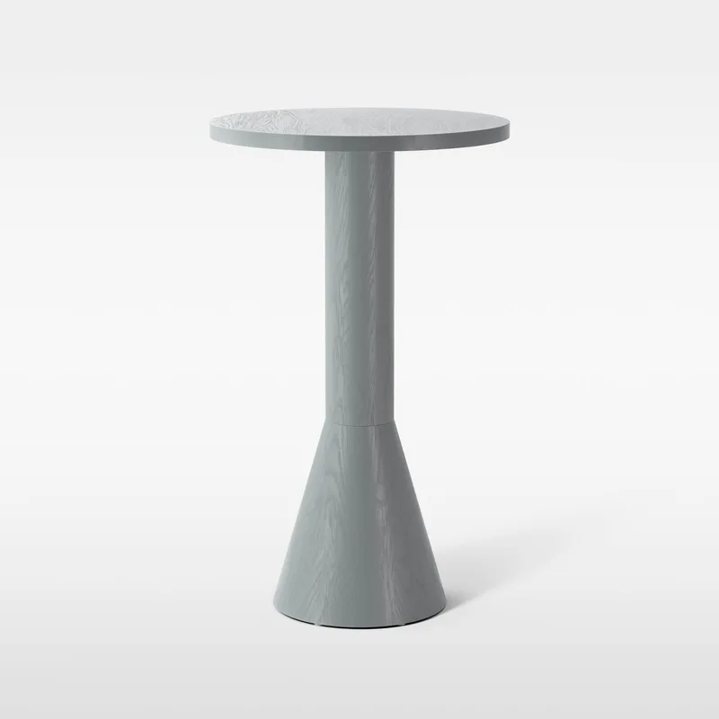 Draft Bar Table Ø600 van Massproductions in Grey Painted Oak – productfoto