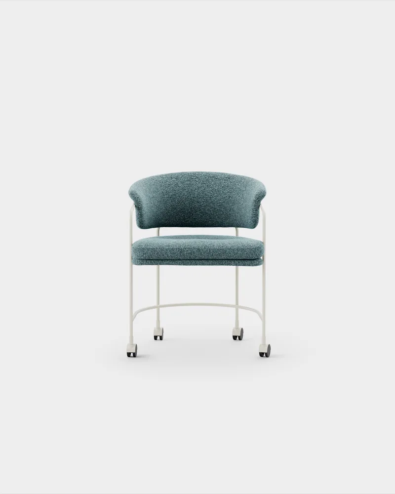Astro Armchair w Castors by Massproductions in Kirkby Design – Spiral 06 Dragonfly, Ivory – product photo