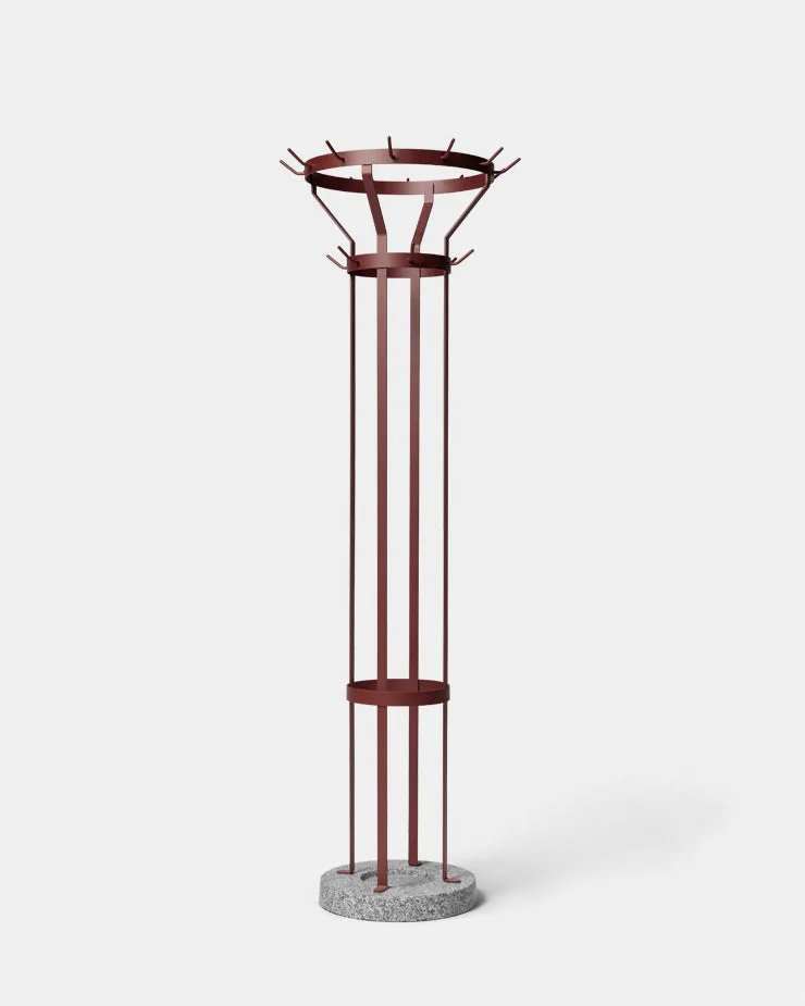 Marcel Coat Stand by Massproductions in Wine Red – RAL 3005 – product photo