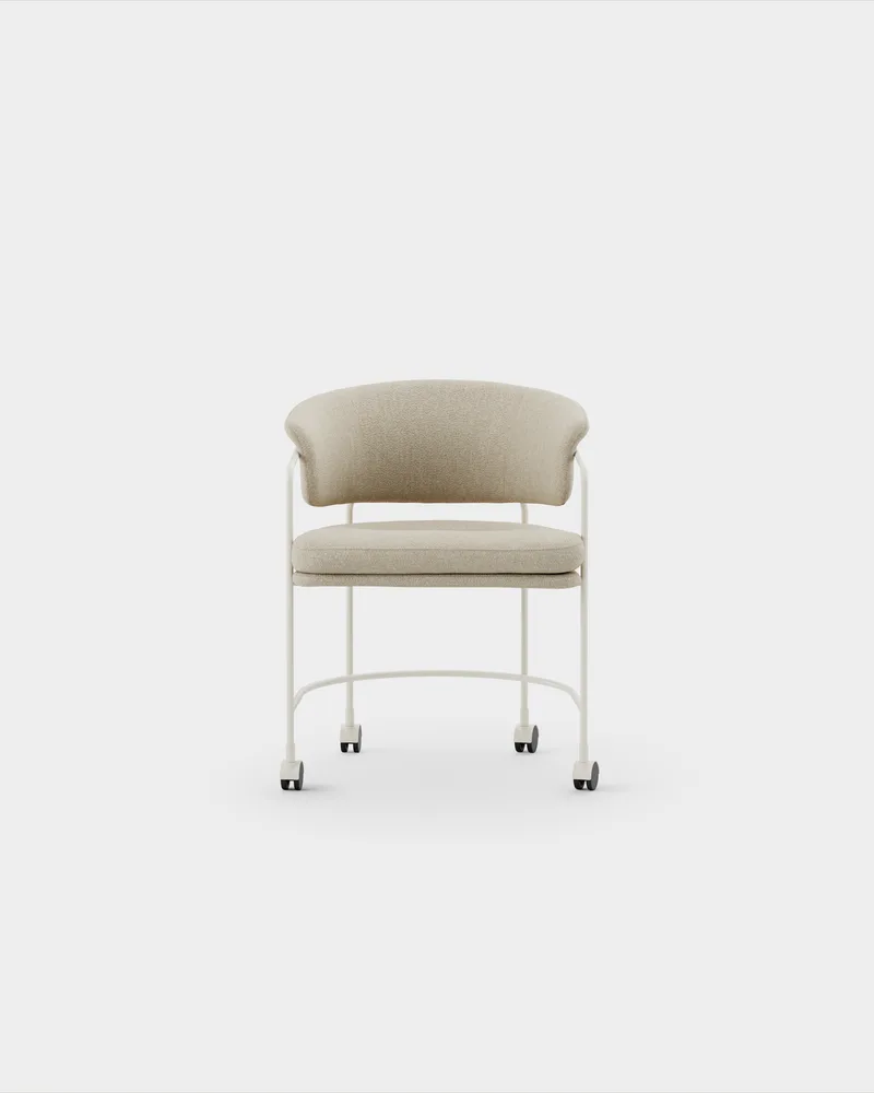 Astro Armchair w Castors by Massproductions in Sahco – Ecriture 240, Ivory – product photo