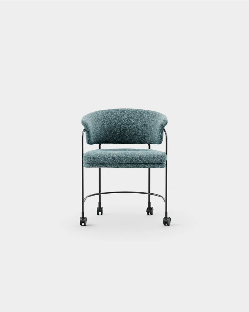 Astro Armchair w Castors von Massproductions in Kirkby Design – Spiral 06 Dragonfly, Black – Produktfoto