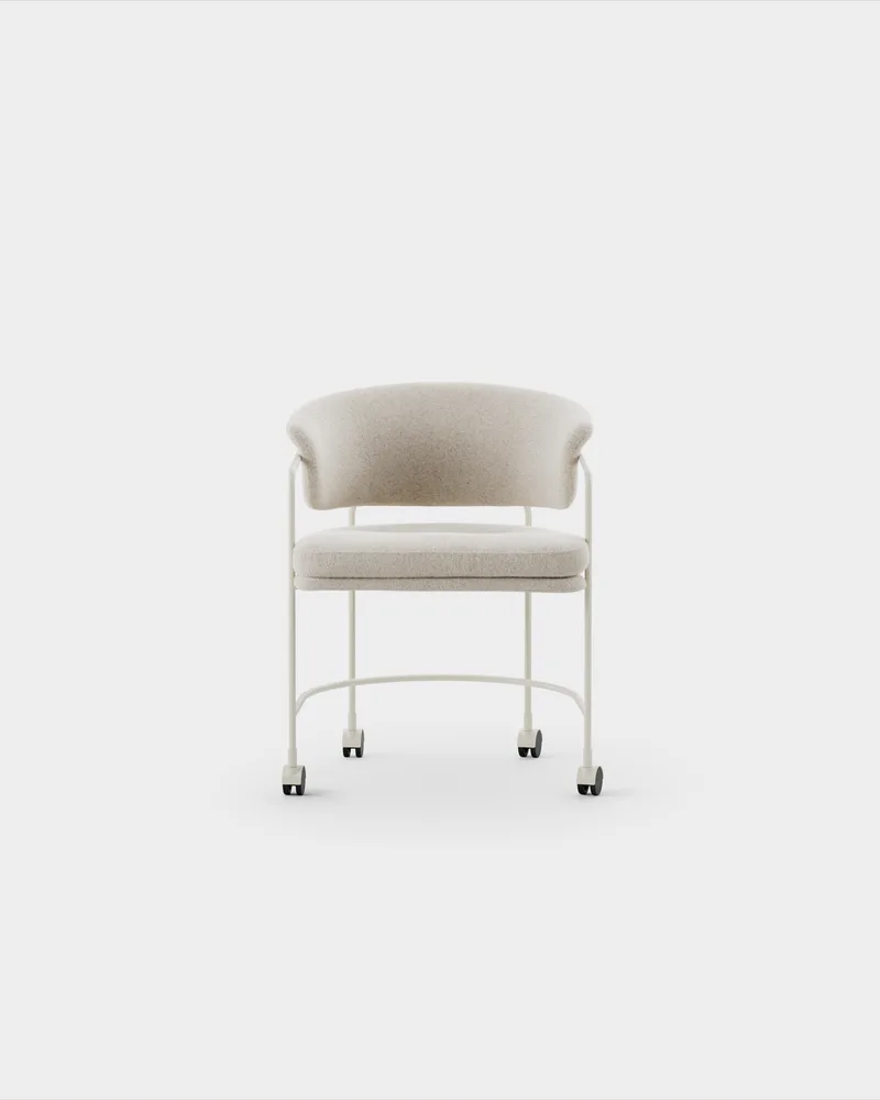 Astro Armchair w Castors by Massproductions in Kirkby Design – Spiral 21 Chalk, Ivory – product photo