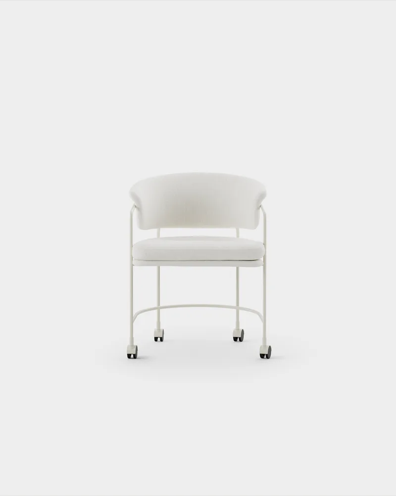 Astro Armchair w Castors von Massproductions in Sahco – Ecriture 100, Ivory – Produktfoto