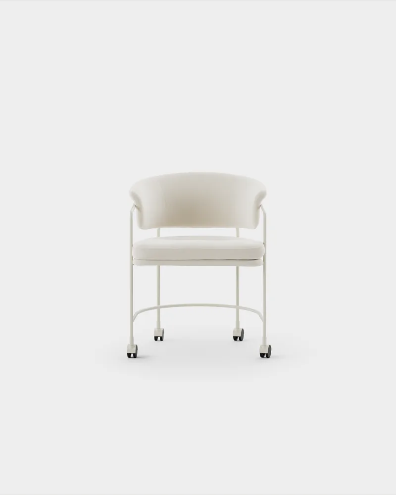Astro Armchair w Castors by Massproductions in Kvadrat – Vidar 4 0106, Ivory – product photo