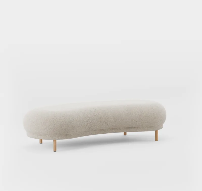 Dandy Ottoman van Massproductions in Natural Oak/Kirkby Design – Spiral 21 Chalk – productfoto