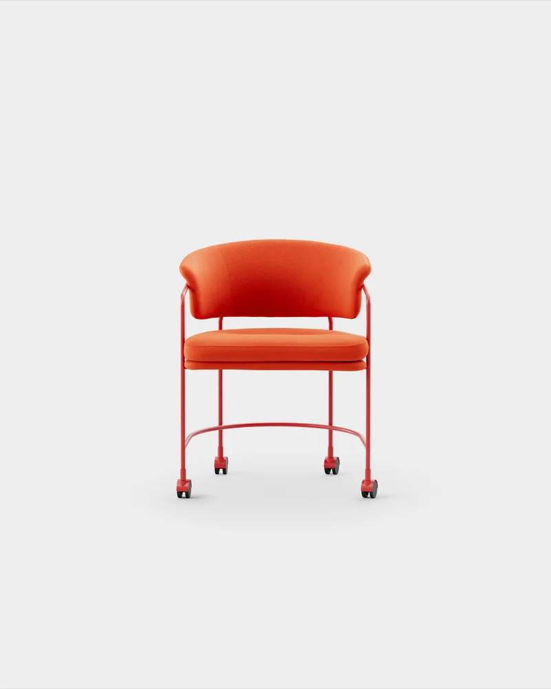 Astro Armchair w Castors von Massproductions in Kvadrat – Vidar 4 0542, Pure Red – Produktfoto