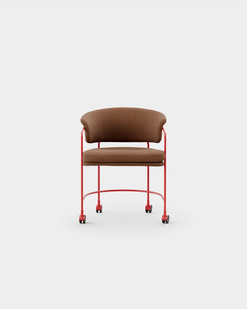 Astro Armchair w Castors von Massproductions in Sahco – Nalia – 380, Pure Red – Produktfoto