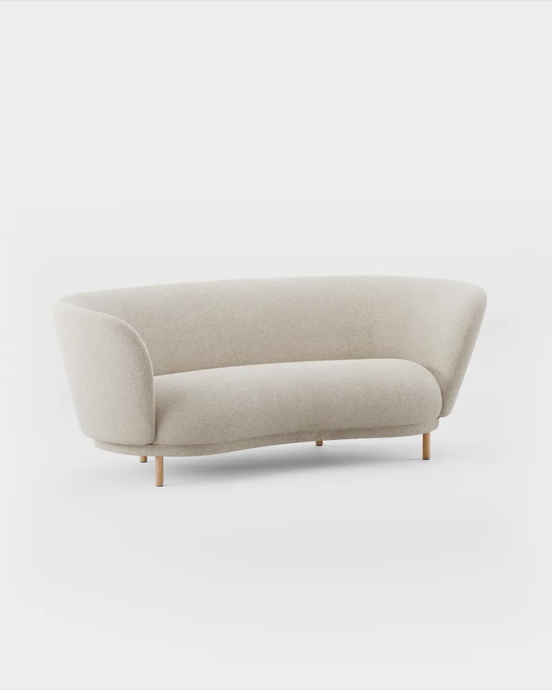 Dandy 2 Seater Sofa van Massproductions in Natural Oak/Kirkby Design – Spiral 21 Chalk – productfoto
