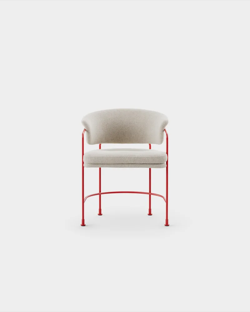 Astro Armchair by Massproductions in Kirkby Design – Spiral 21 Chalk, Pure Red – product photo
