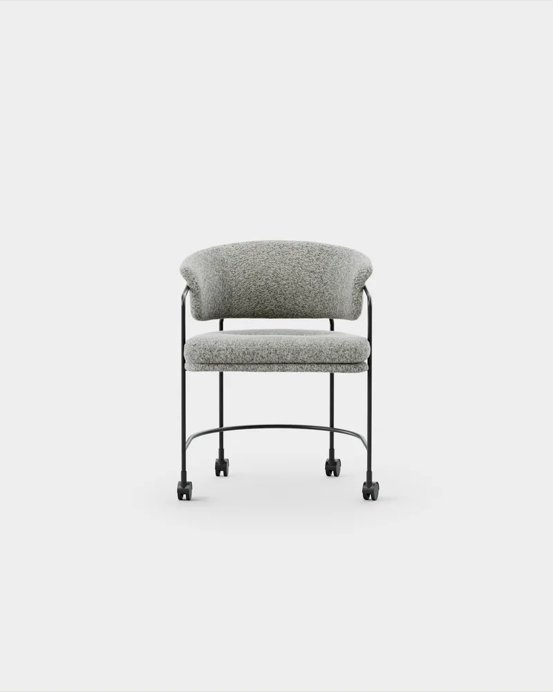 Astro Armchair w Castors by Massproductions in Kirkby Design – Spiral 23 Monochrome, Black – product photo