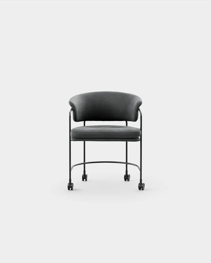 Astro Armchair w Castors by Massproductions in Sorensen – Dunes – Anthrazite 21003, Black – product photo