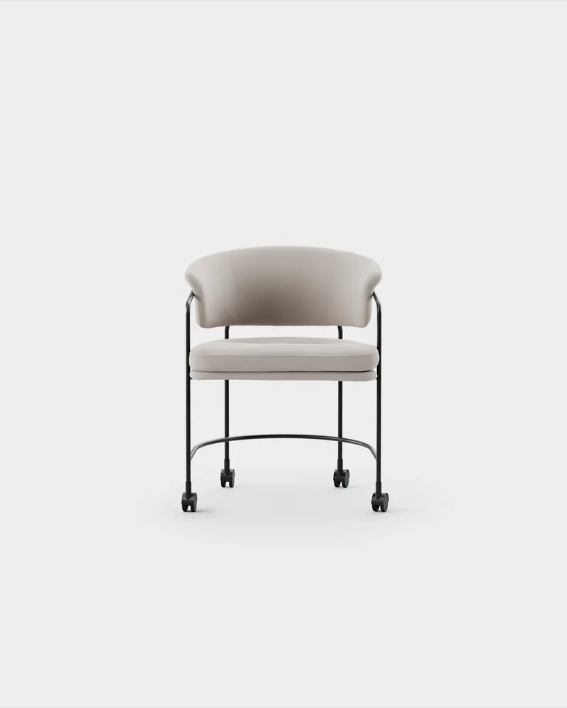 Astro Armchair w Castors by Massproductions in Kirkby Design – Smooth III 35 Porcini, Black – product photo
