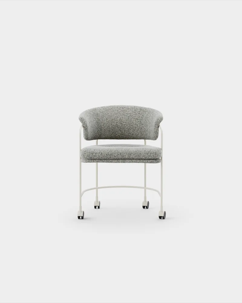 Astro Armchair w Castors by Massproductions in Kirkby Design – Spiral 23 Monochrome, Ivory – product photo