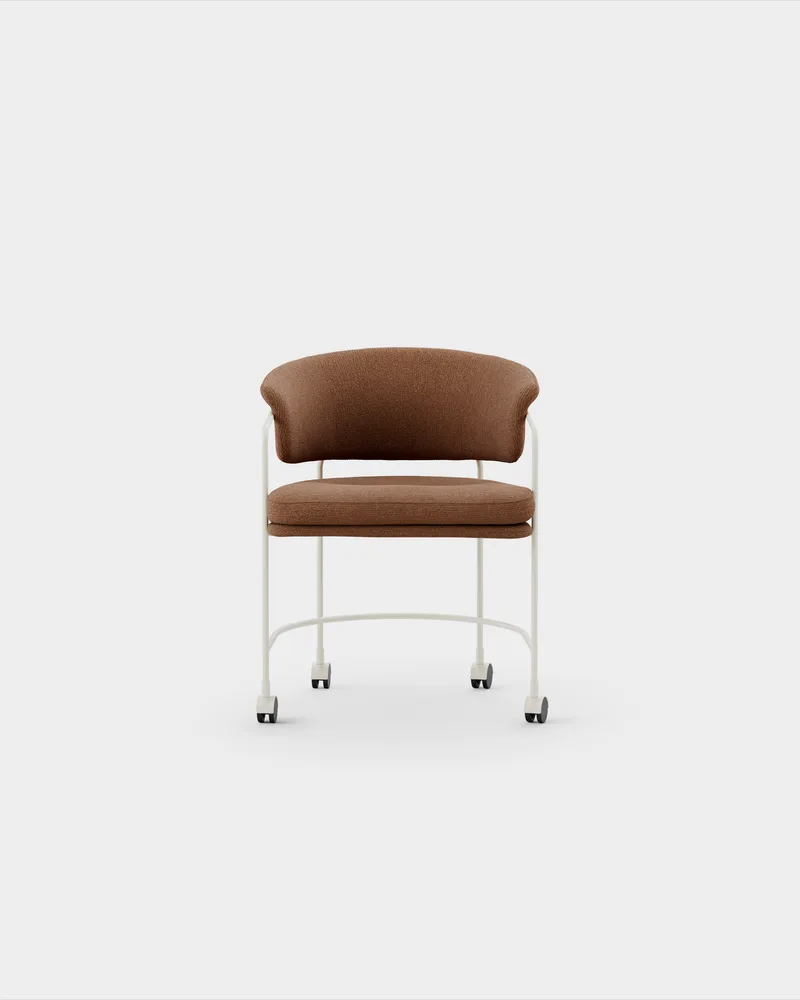 Astro Armchair w Castors by Massproductions in Sahco – Nalia – 380, Ivory – product photo