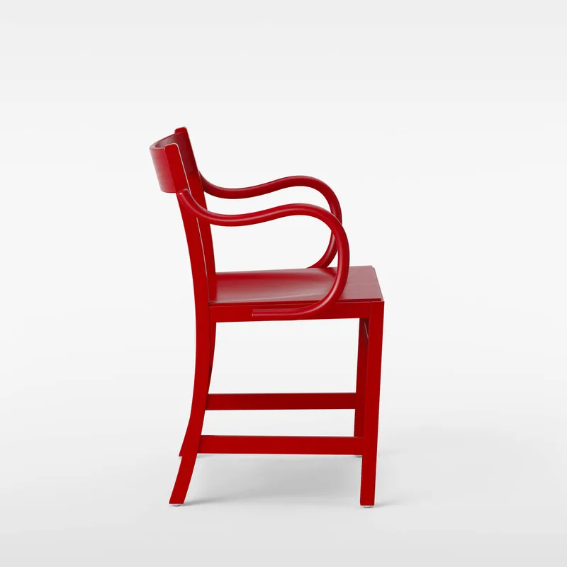 Waiter XL Armchair by Massproductions in Red Lacquered Beech – product photo