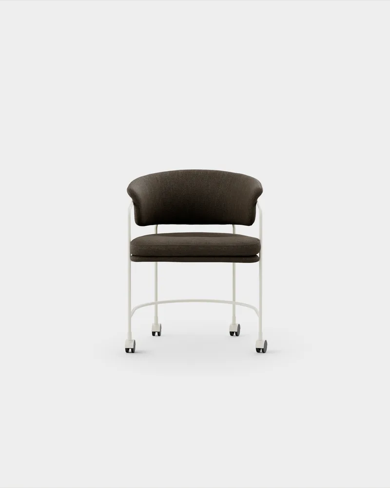 Astro Armchair w Castors von Massproductions in Sahco – Ecriture 380, Ivory – Produktfoto