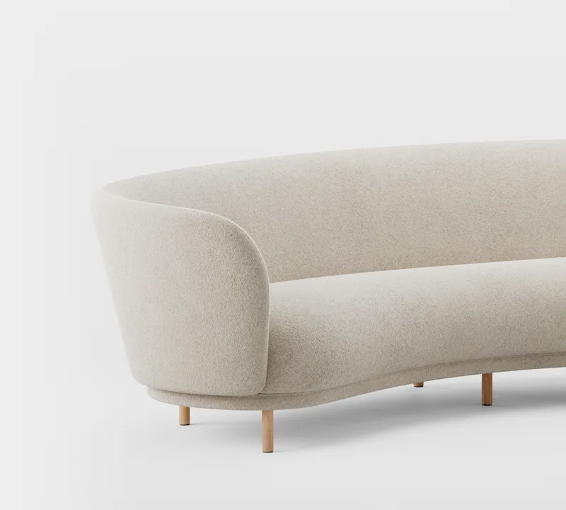 Dandy 4 Seater Sofa by Massproductions in Natural Oak/Kirkby Design – Spiral 21 Chalk – product photo