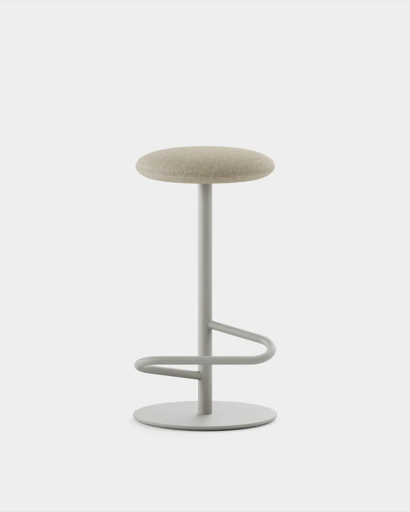 Odette Bar Stool H700 by Massproductions in Sahco – Ecriture 240, Stone Grey – product photo