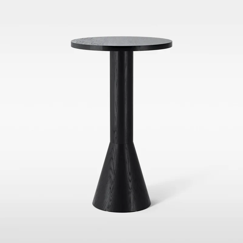 Draft Bar Table Ø600 de Massproductions en Black Stained Ash – photo du produit