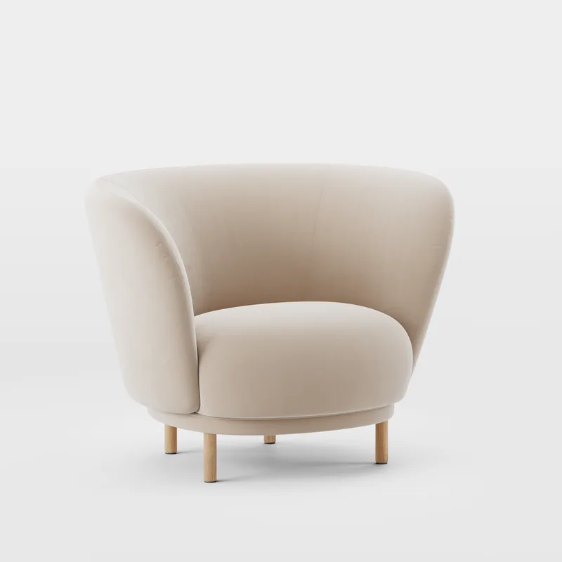 Dandy Armchair by Massproductions in Natural Oak/Villa Nova – Atlantis 52 Alabaster – product photo