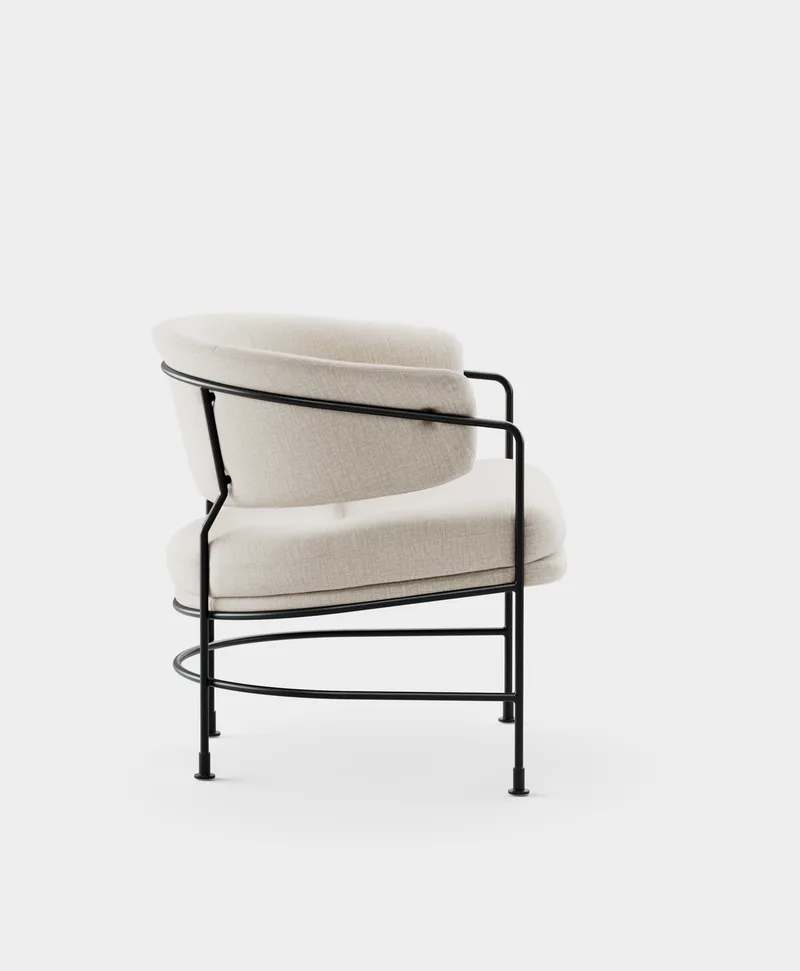 Astro Club Chair van Massproductions in Romo – Linara 05 Porridge, Black – productfoto