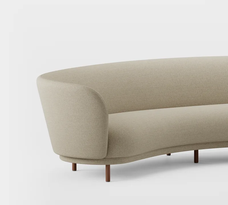 Dandy 4 Seater Sofa van Massproductions in Walnut Stained Beech/Sahco – Ecriture 240 – productfoto