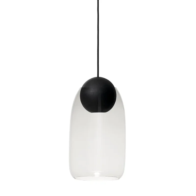 Liuku Pendant Black Ball by Mater in Black – Transparent Glass, Smoke – product photo