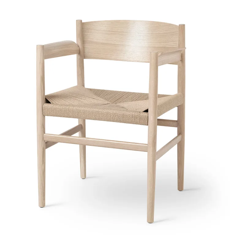 Nestor Armchair by Mater in Matt Lacquered Oak, Natural paper cord seat – product photo