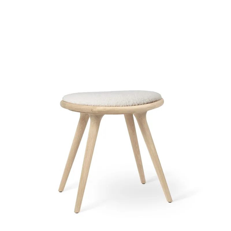 Low Stool by Mater in Matt Oak w. Kvadrat Baru 0200, 47 cm – product photo