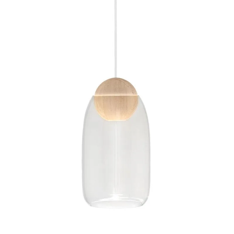 Liuku Pendant Black Ball by Mater in Linden Wood – Transparent Glass, Transparent – product photo