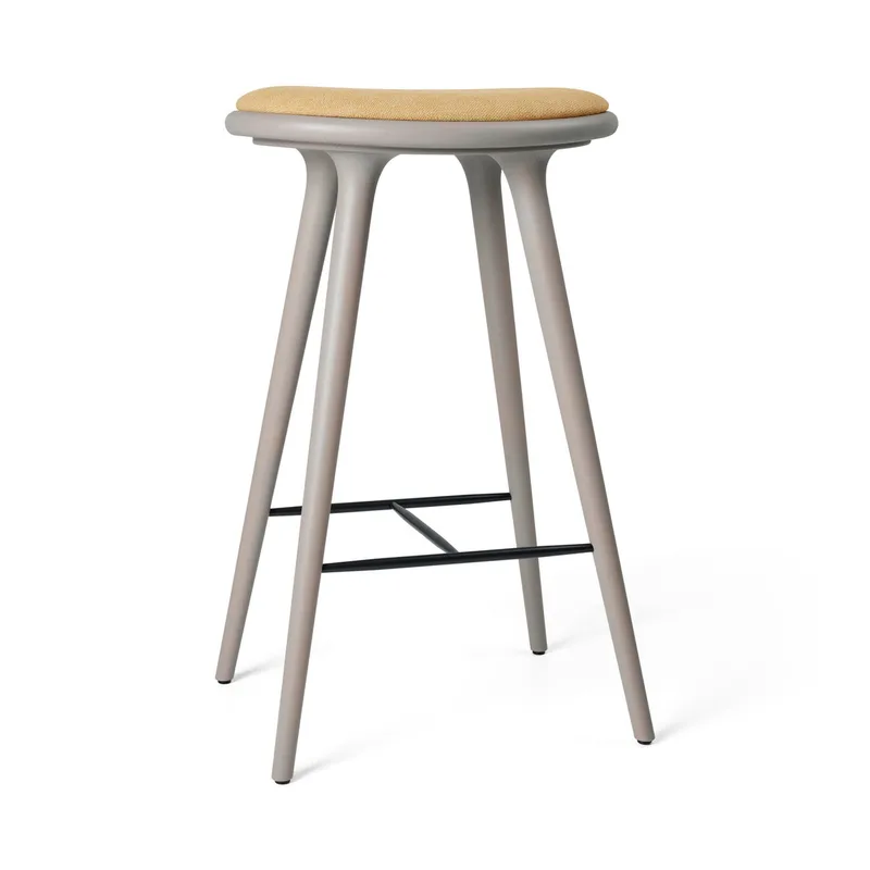 High Stool von Mater in Grey Beech w. Kvadrat Clay 0007, 74 cm – Produktfoto