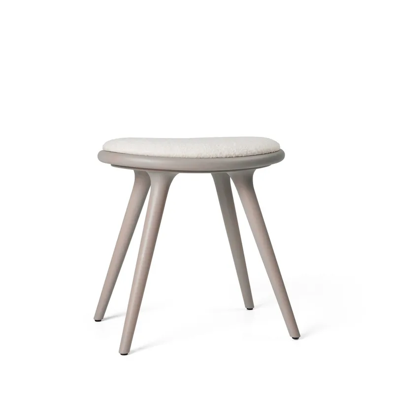 Low Stool van Mater in Grey Beech w. Kvadrat Baru 0200, 47 cm – productfoto