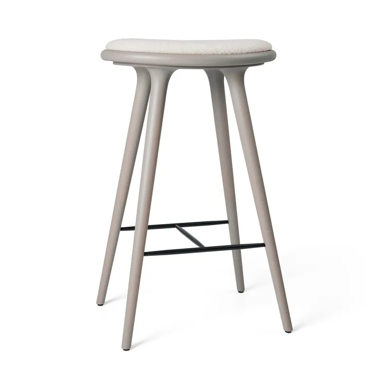 High Stool von Mater in Grey Beech w. Kvadrat Baru 0200, 74 cm – Produktfoto