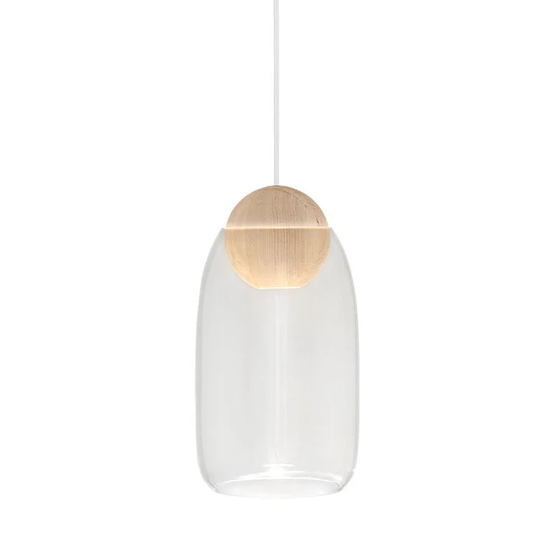 Liuku Pendant Ball by Mater in Linden Wood – Transparent Glass, Transparent – product photo