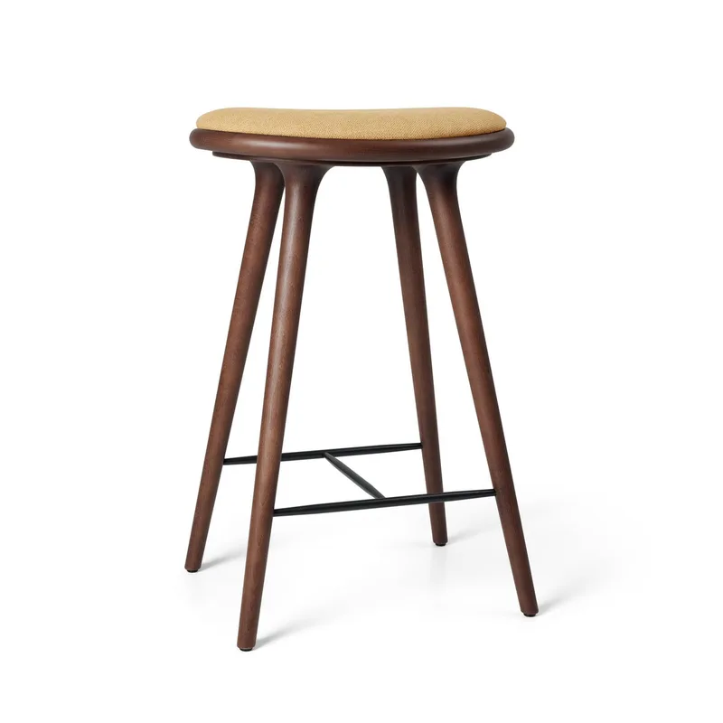 High Stool by Mater in Brown Beech w. Kvadrat Clay 0007, 69 cm – product photo