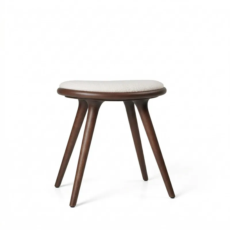 Low Stool by Mater in Brown Beech w. Kvadrat Baru 0200, 47 cm – product photo