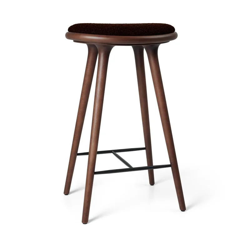 High Stool von Mater in Brown Beech w. Kvadrat Baru 0390, 74 cm – Produktfoto