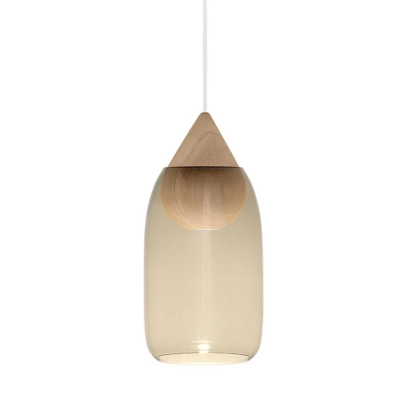 Liuku Pendant Black Drop by Mater in Linden Wood – Smoke Glass, Transparent – product photo