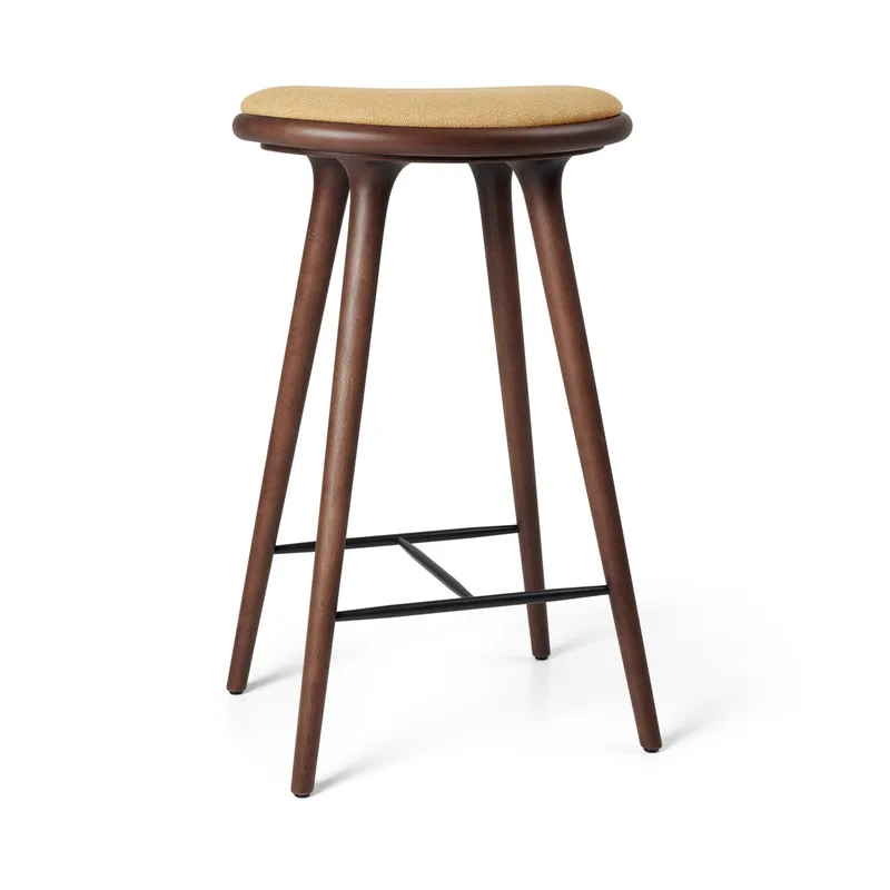 High Stool by Mater in Brown Beech w. Kvadrat Clay 0007, 74 cm – product photo