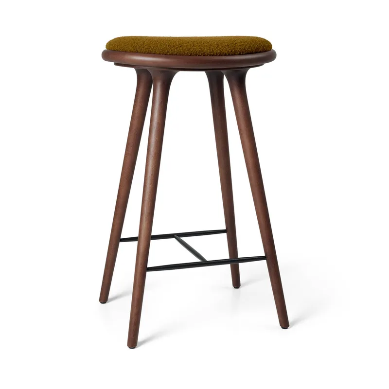 High Stool by Mater in Brown Beech w. Kvadrat Baru 0450, 74 cm – product photo