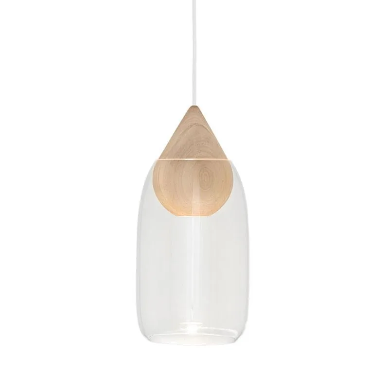 Liuku Pendant Black Drop by Mater in Linden Wood – Transparent Glass, Transparent – product photo