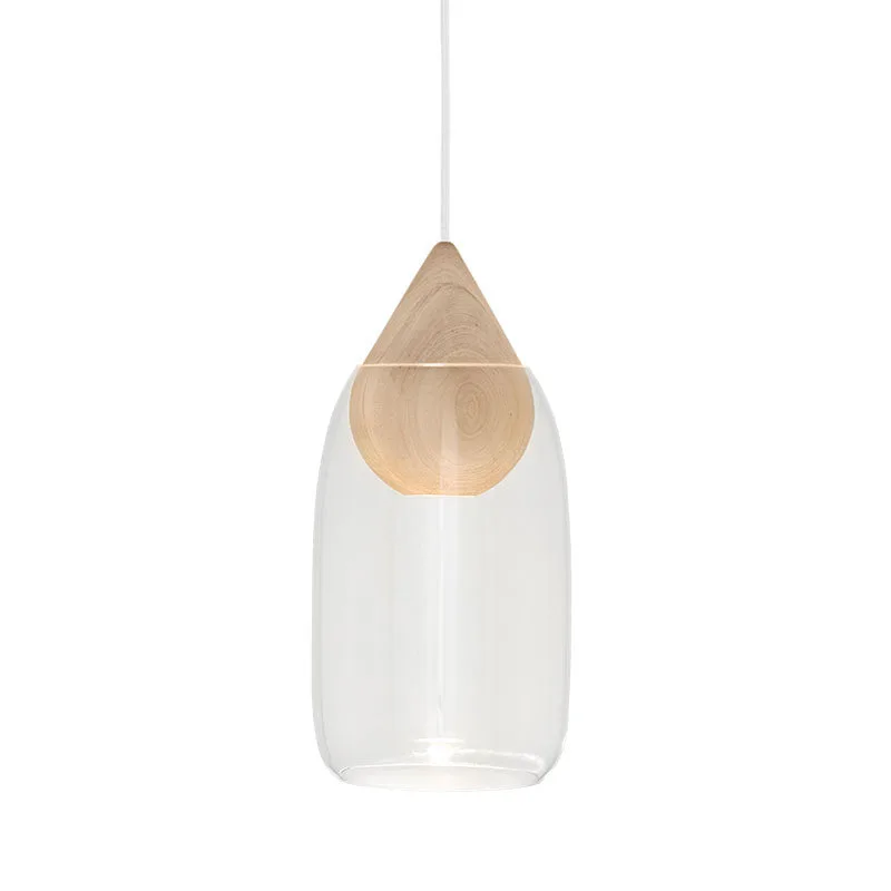 Liuku Pendant Drop van Mater in Linden Wood – Transparent Glass, Transparent – productfoto